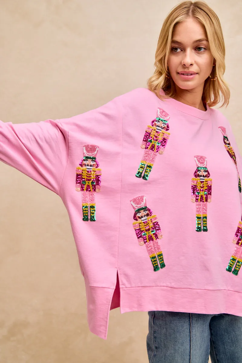 IT3426G-45 | SEQUIN NUTCRACKER EMBROIDERY CHRISTMAS TOP MultiPocket Configuration Airflow Vents