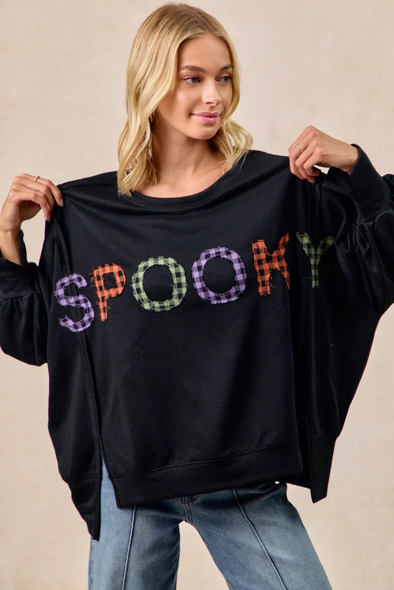 IT3426S-24 | HALLOWEEN THEME SPOOKY LETTER TOP Contemporary Fit