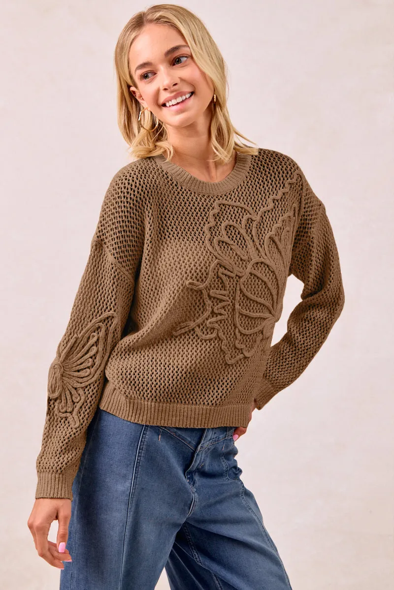 Bonded Edge Finish Autumn Ready IT3750-01 | FLOWER THREAD EMBROIDERED POINTELEE TOP