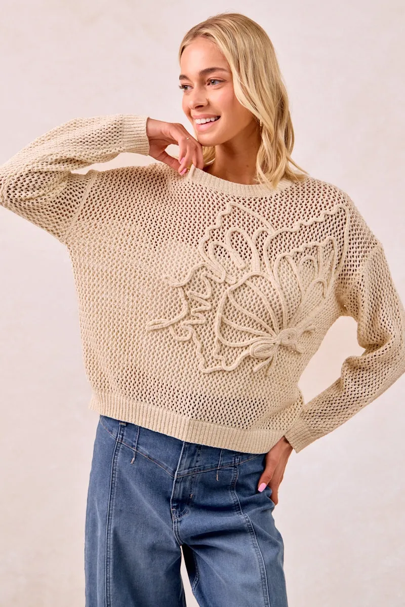 IT3750-01 | FLOWER THREAD EMBROIDERED POINTELEE TOP Casual Edge All Day Use