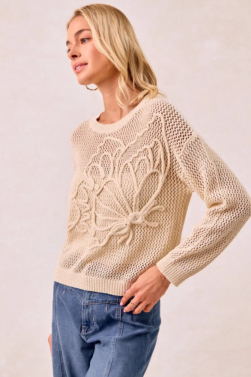 IT3750-01 | FLOWER THREAD EMBROIDERED POINTELEE TOP Versatile Look