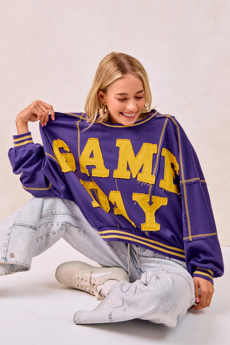 IT3795G-10 | GAMEDAY PATCHWORK STITCH FRENCH TERRY SWEATSHIRT Non Chafing Neckline Packable Feature