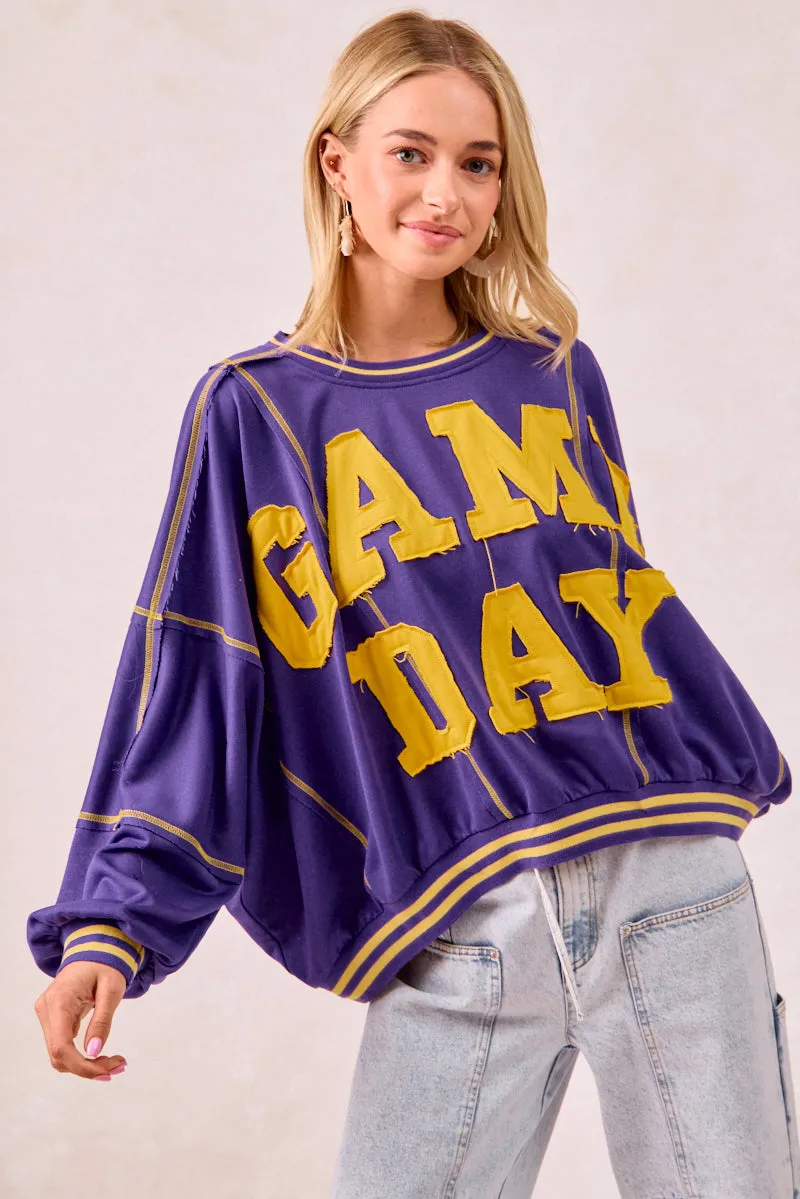 IT3795G-10 | GAMEDAY PATCHWORK STITCH FRENCH TERRY SWEATSHIRT Regular Fit Tailored Placket