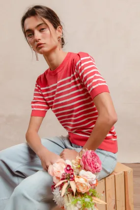 IT4004R-01 | STRIPE SWEATER ROUND NECK TOP Noise Free Zipper Softshell Construction