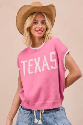 Casual Outdoor Look IT4056S-01 | TEXAS LETTER CONTRAST BANDED KNIT TOP