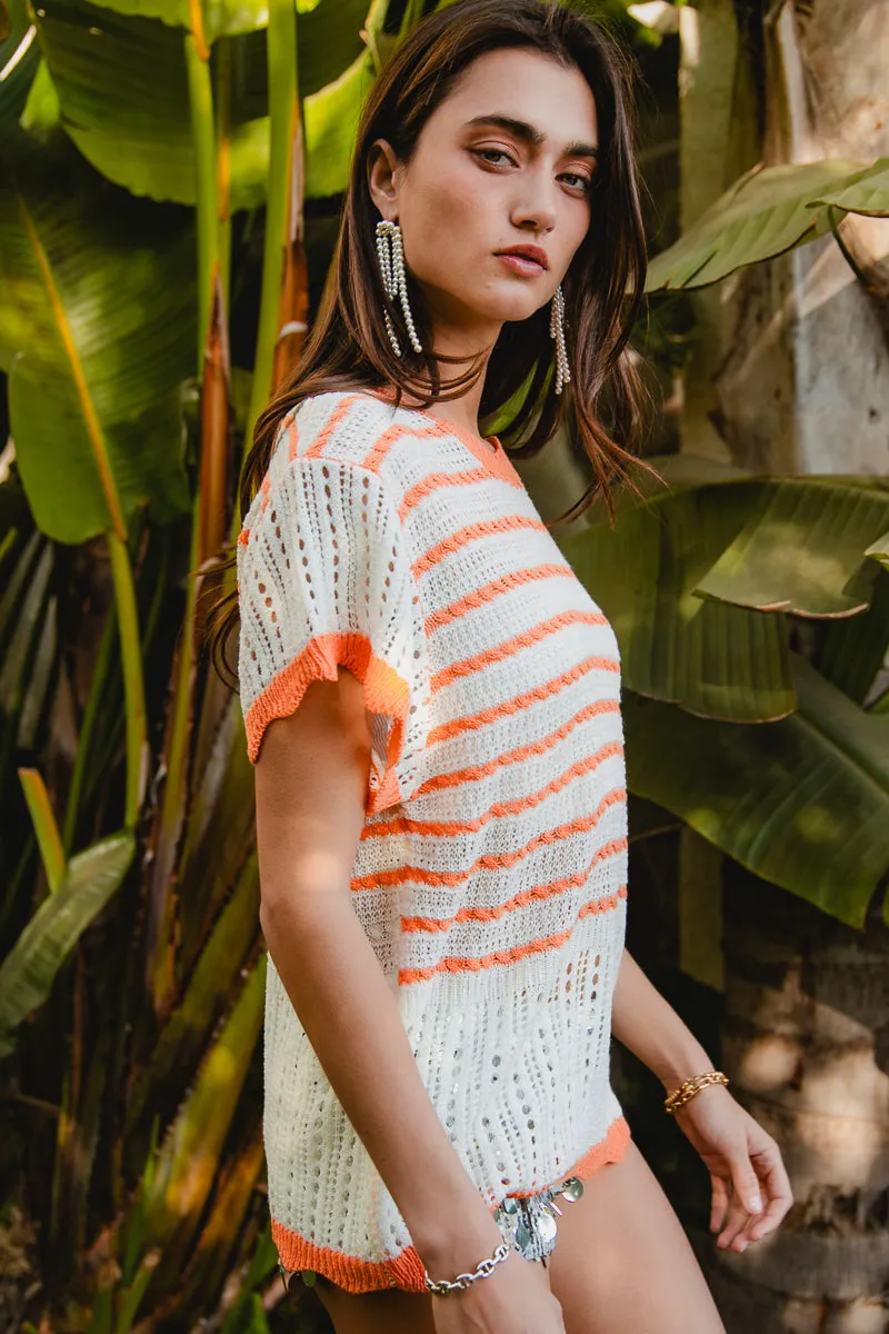 IT4092-01 | TEXTURED KNIT SCALLOPED EDGE TOP Active Urban Layer