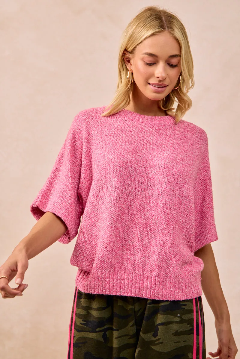 OdorResistantFinish IT4122-01 | TEXTURED KNIT HALF SLEEVES TOP