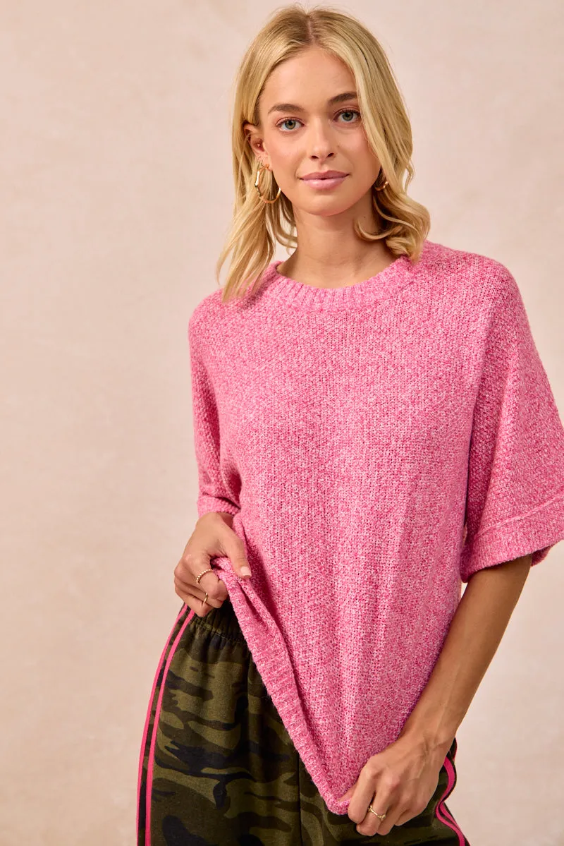 IT4122-01 | TEXTURED KNIT HALF SLEEVES TOP WrinkleResistantFinish Multi Way Adjustable Fit