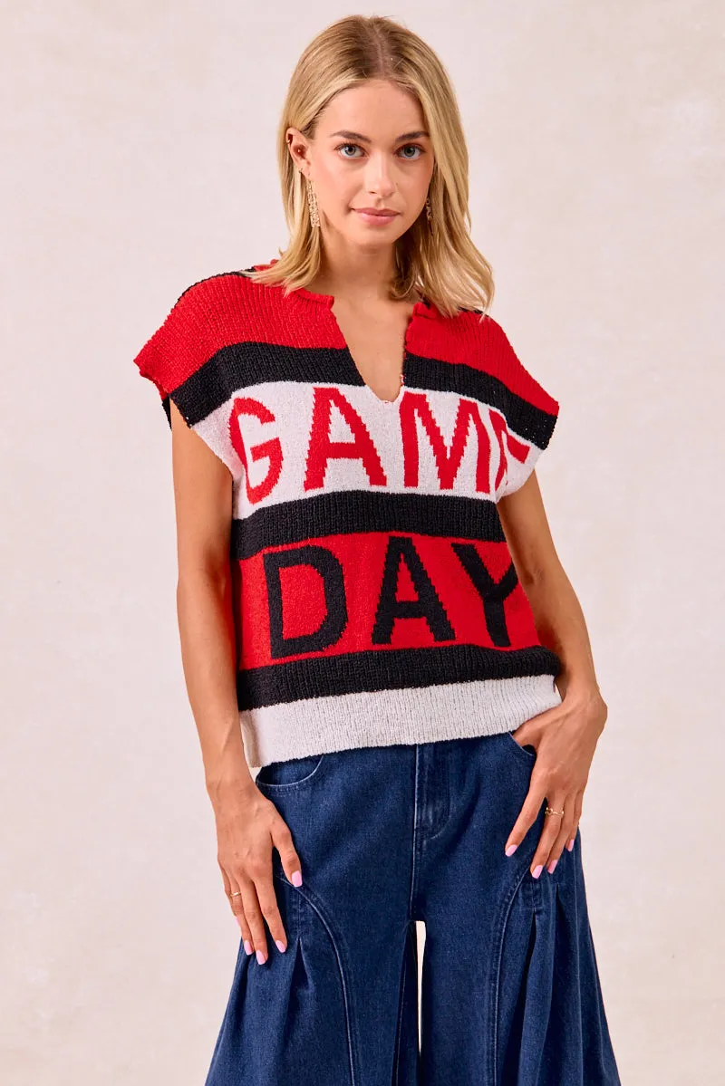 MidweightKnit Sustainable Material Blend IT4126S-03 | GAMEDAY THEME SLEEVELESS KNIT TOP
