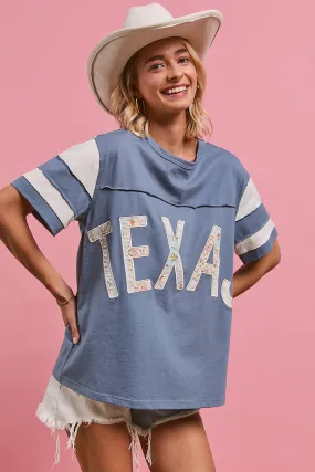 Eco Friendly Coatings IT4260-01 | FLORAL PRINT MIX AND MATCH WITH TEXAS LETTERING SHORT SLEEVES TOP