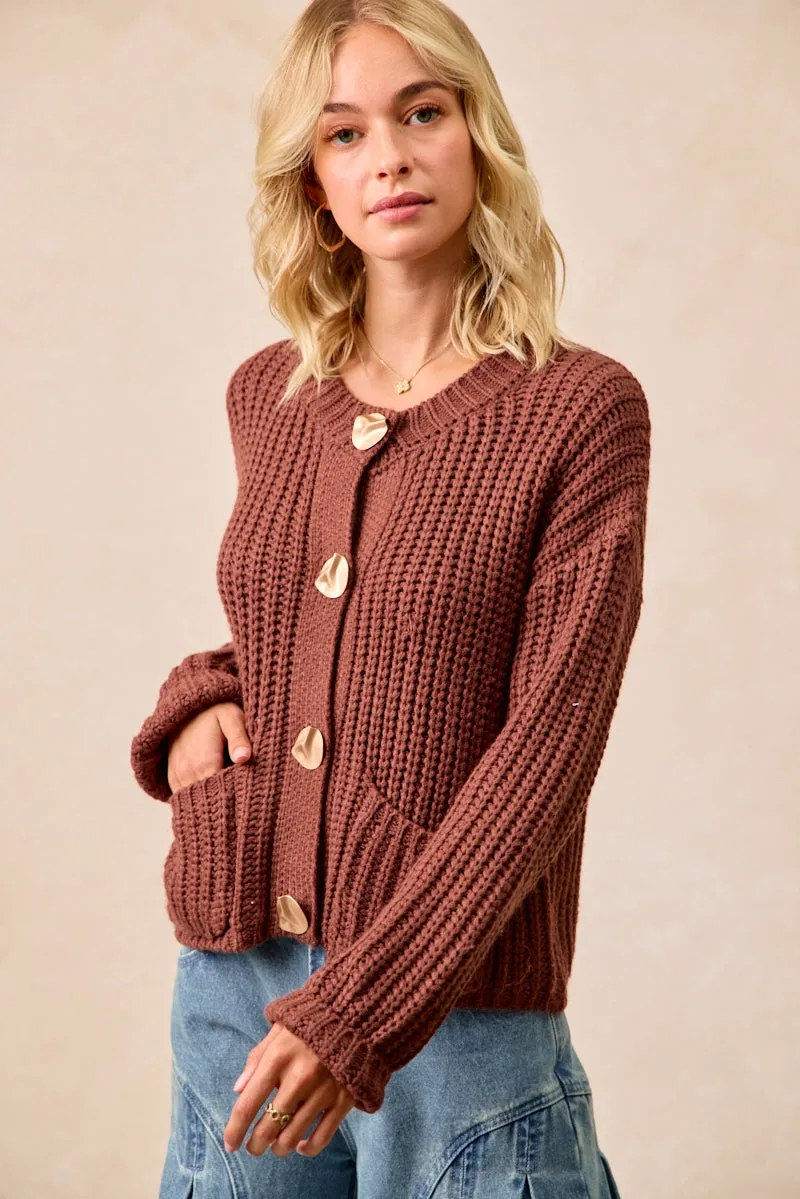 IT4313R-01 | SOLID SWEATER CARDIGAN WITH FRONT POCKET Urban appeal WrinkleFreeFabric