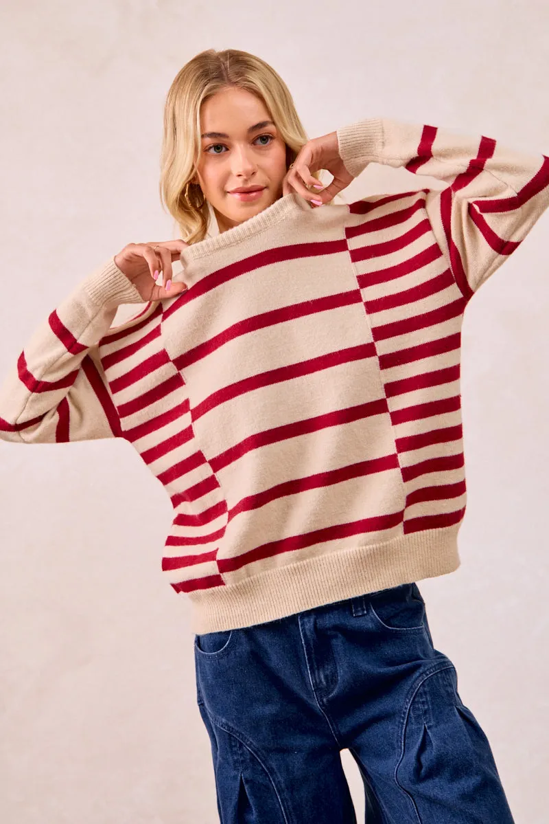 Basic Wardrobe IT4373S-01 | STRIPE COMBO KNIT TOP