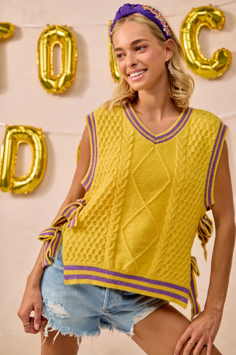 IT4385H-01 | GAMEDAY THEME TEXTURED KNIT SWEATER TOP FrictionReducing