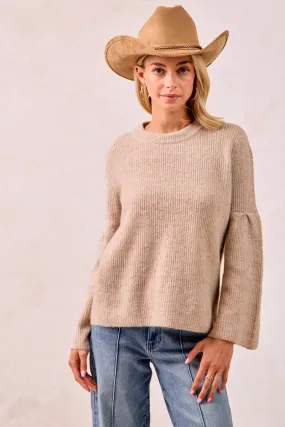 Bonded Seam Construction IT4433H-01 | SOLID KNIT SWEATER TOP WITH SLEEVES WIDE OPEN