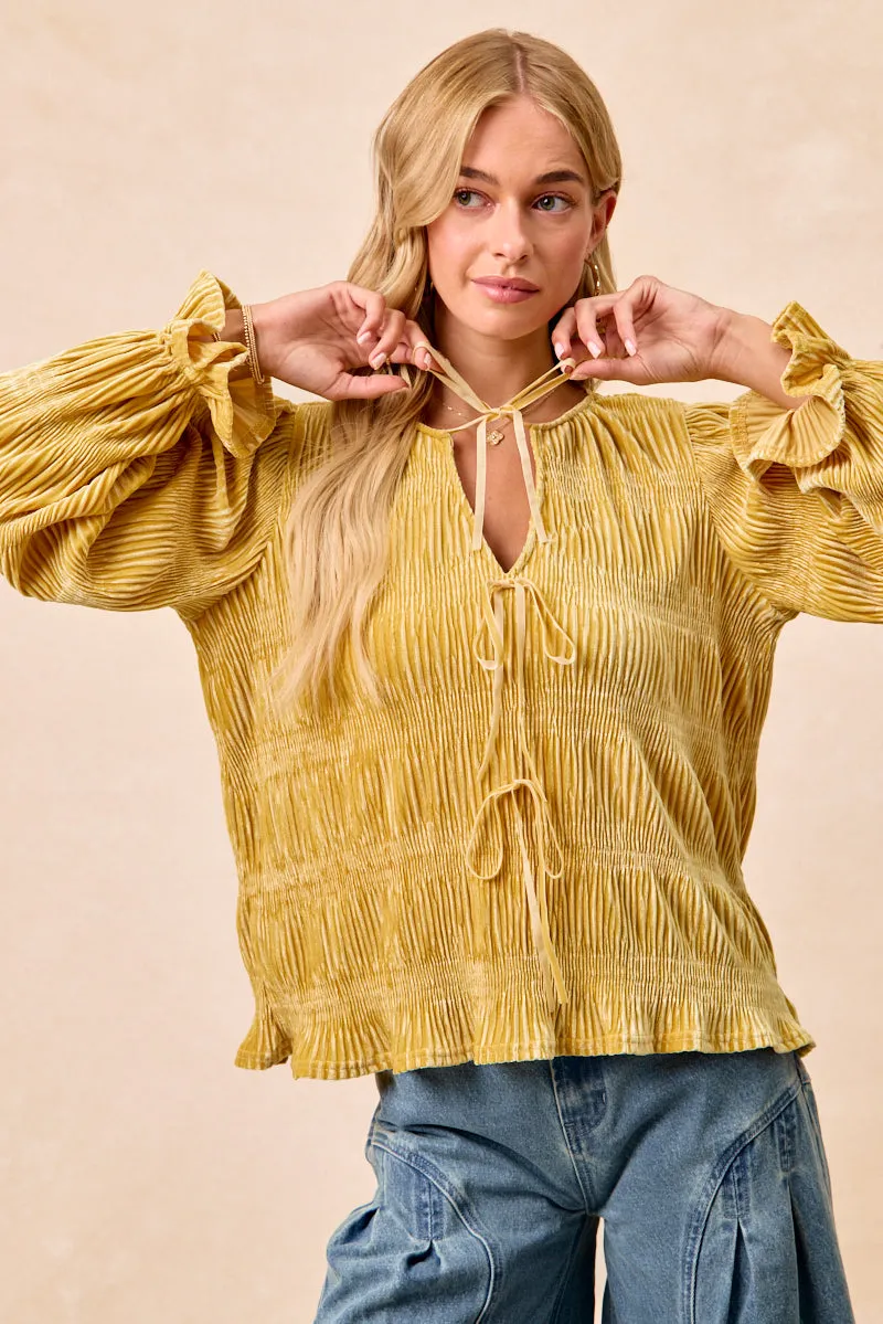 Anti Pill Fabric Tech IT4450H-06 | CHRISTMAS THEME VELVET BOW TIED TOP WITH NECK DROP