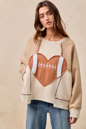 IT4463G-03 | GAMEDAY HEART FOOTBALL PATCHWORK FLEECE SWEATSHIRT SoftTouchFinish Reflective Trim Options