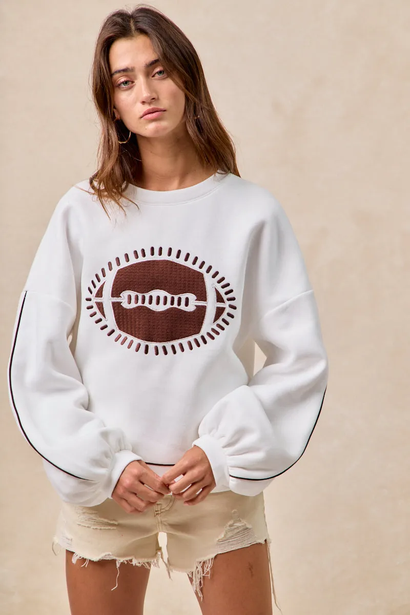 Taped Seam Waterproofing IT4475K-02 | GAMEDAY THEME FOOTBALL EMBROIDERED SWEATSHIRT