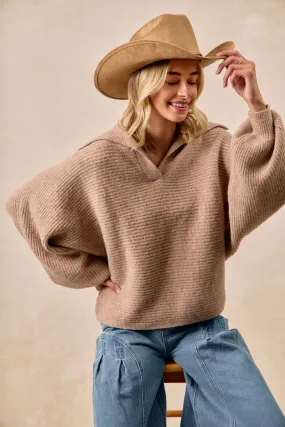 IT4523S-01 | SOLID HACCI SWEATER COLLARED TOP GussetedCrotch