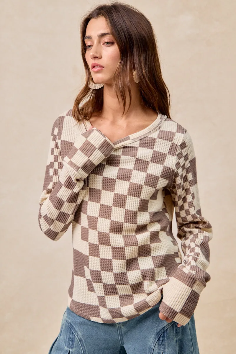 Multipanel Construction LightReflective IT4547G-04 | CHECKER PRINT WASHED WAFFLE THERMAL TOP WITH THUMB