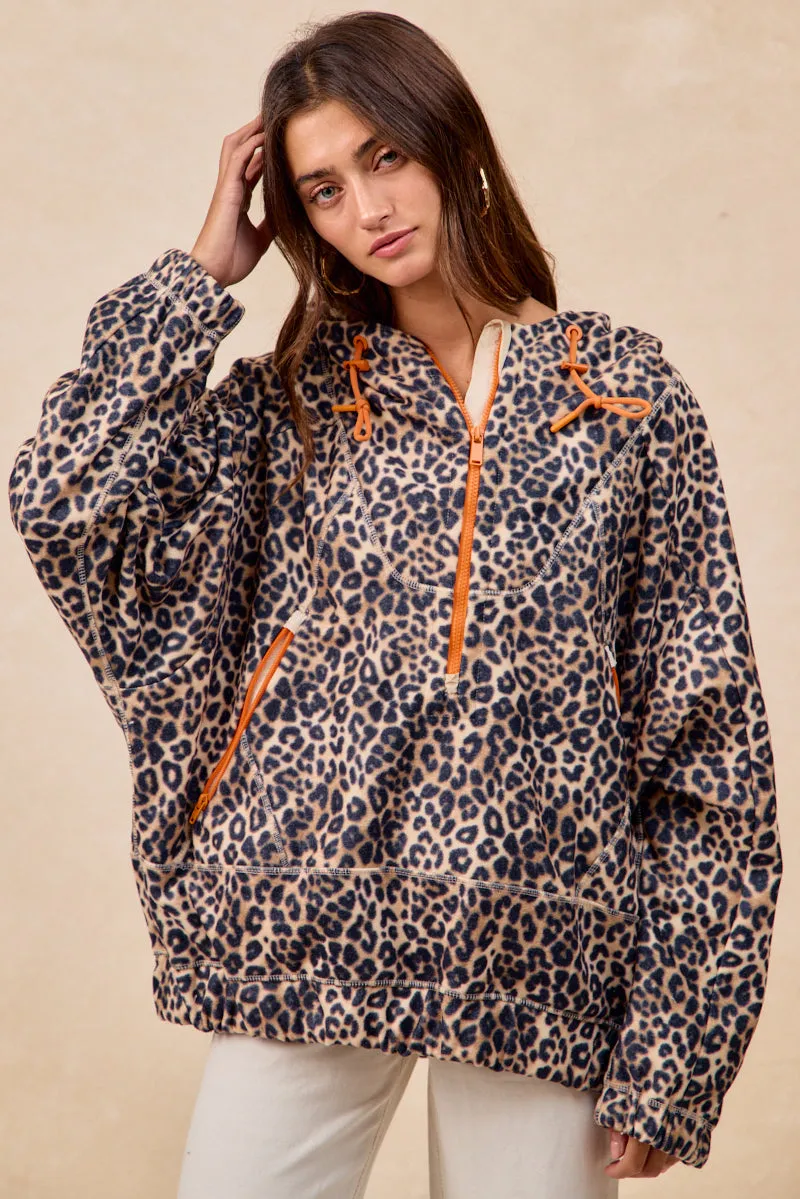 IT4610G-02 | LEOPARD STITCH OVERSIZED BRUSHED TEXTURE JACKET colorfast Smart Shape