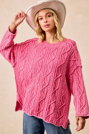 FadeResistantTreatment FlameRetardantTreatment IT4613G-01 | CABLE KNIT WASHED SWEATER TOP