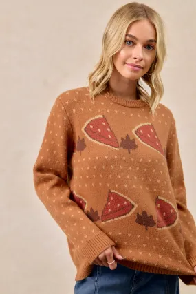 Moisture Wicking Inner IT4653H-01 | THANKSGIVING THEME PUMPKIN PIE PATTERN SWEATER TOP