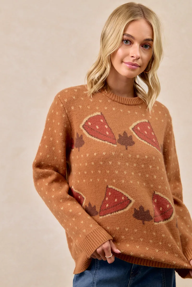 Moisture Wicking Inner IT4653H-01 | THANKSGIVING THEME PUMPKIN PIE PATTERN SWEATER TOP