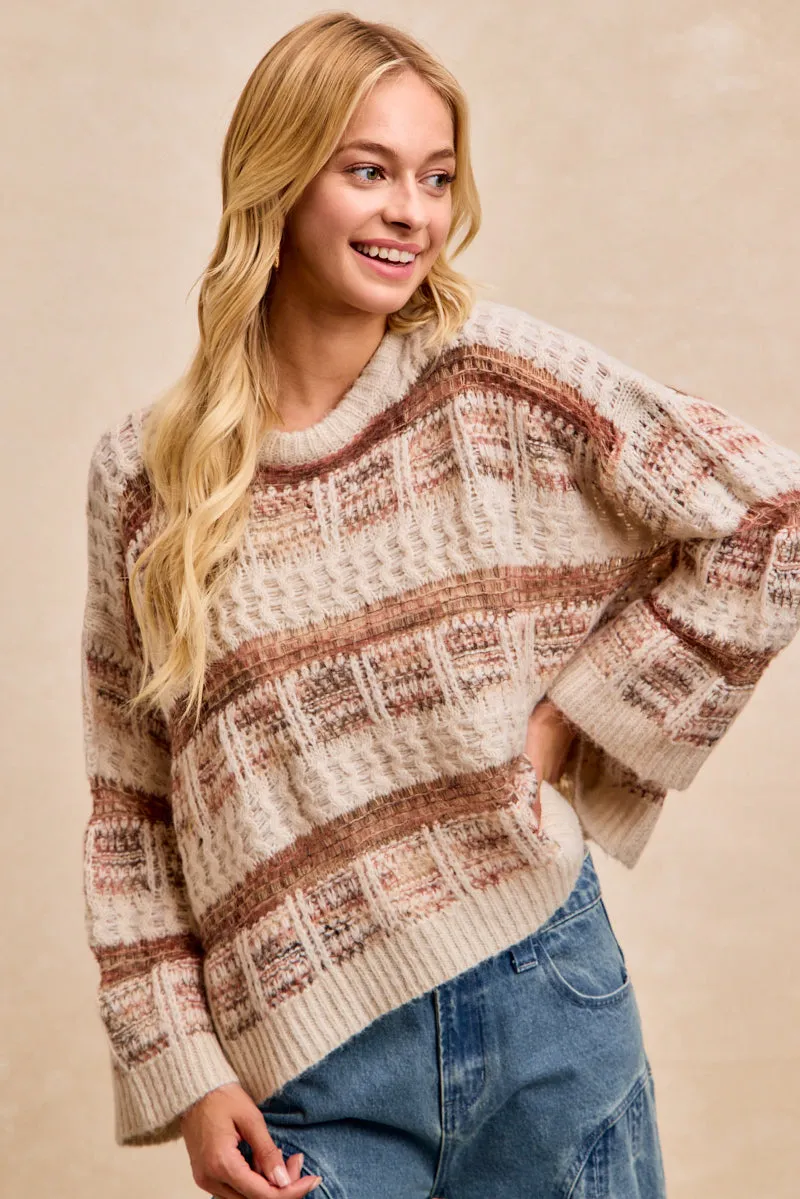 Cozy Fit Fashionable Tank IT4809-01 | VINTAGE SOFT CHECK PATTERN CHUNKY KNIT SWEATER
