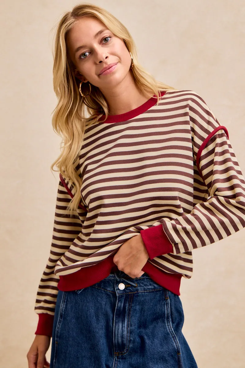 Texture Glow IT4874S-01 | STRIPE TERRY WITH CONTRAST BINDING TOP