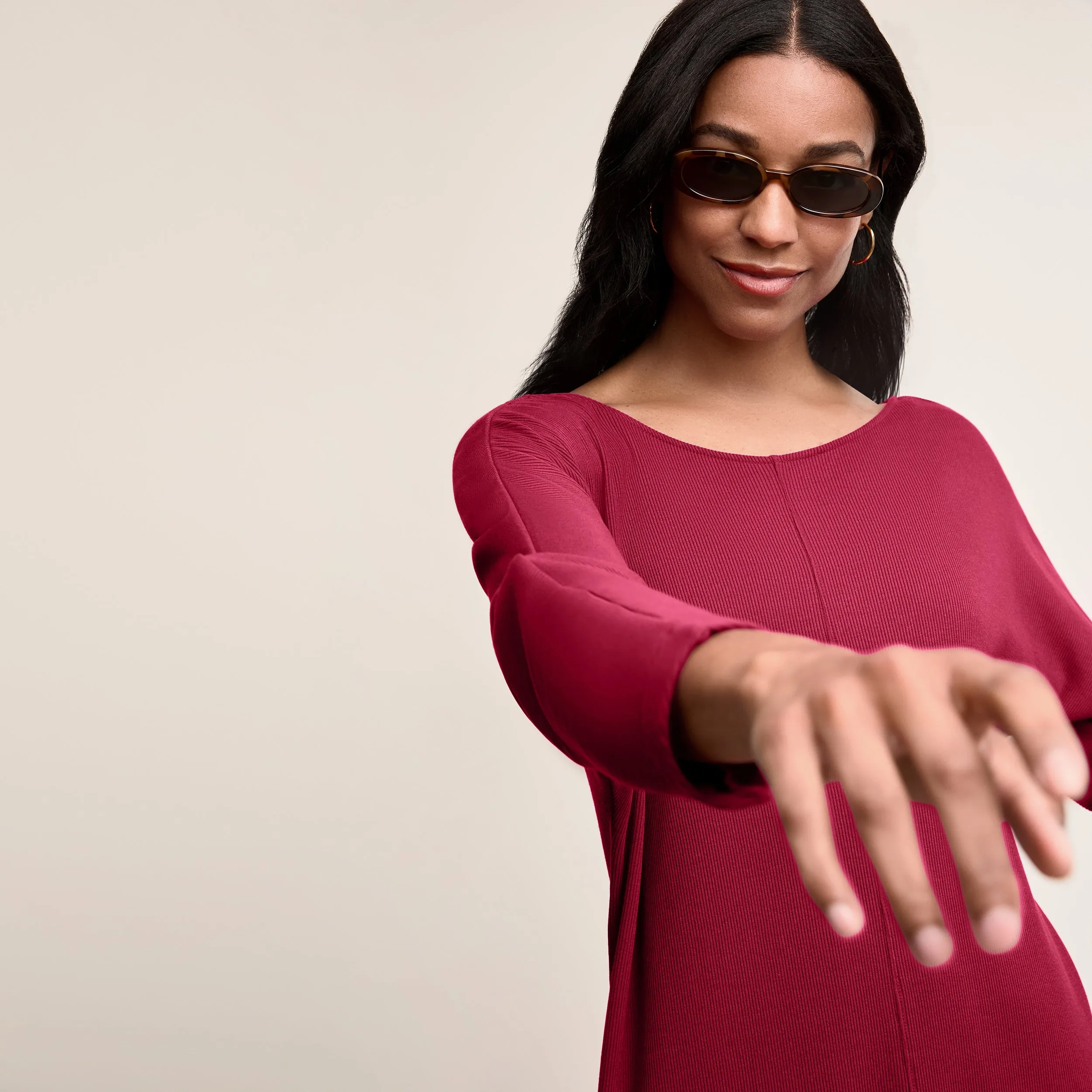 Ivana Toss-On Dress - Plush Pima :: Dark Fuchsia Airflow channels TailoredCut