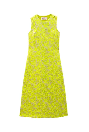 Jackie Dress Tea Length - Lemon Brightline NonChafeCollarTech EcoFriendly Dye Process