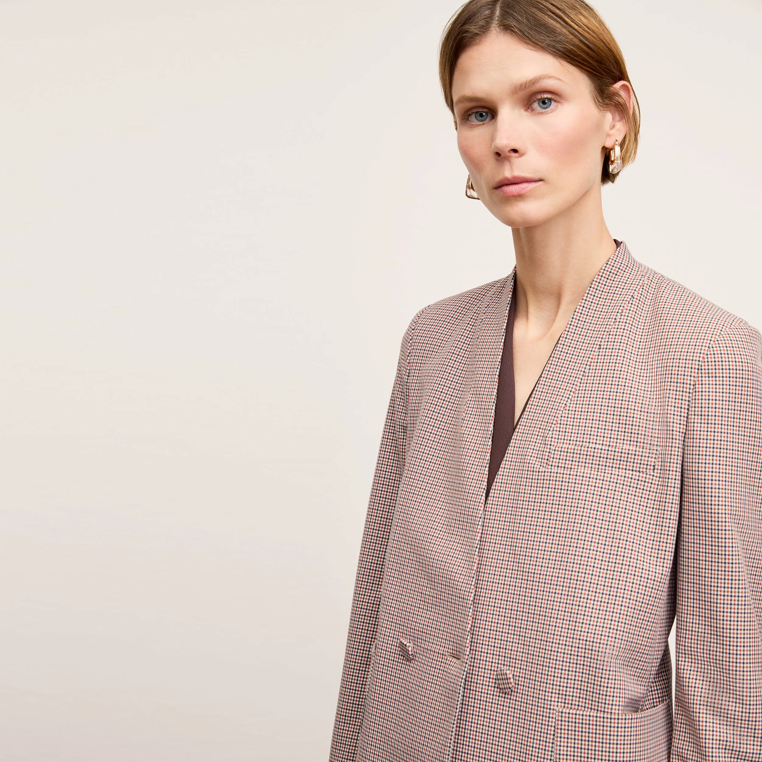Janette Blazer - Stretch Twill :: Mini Check FlexibleNecklineOptions VersatileNeckline
