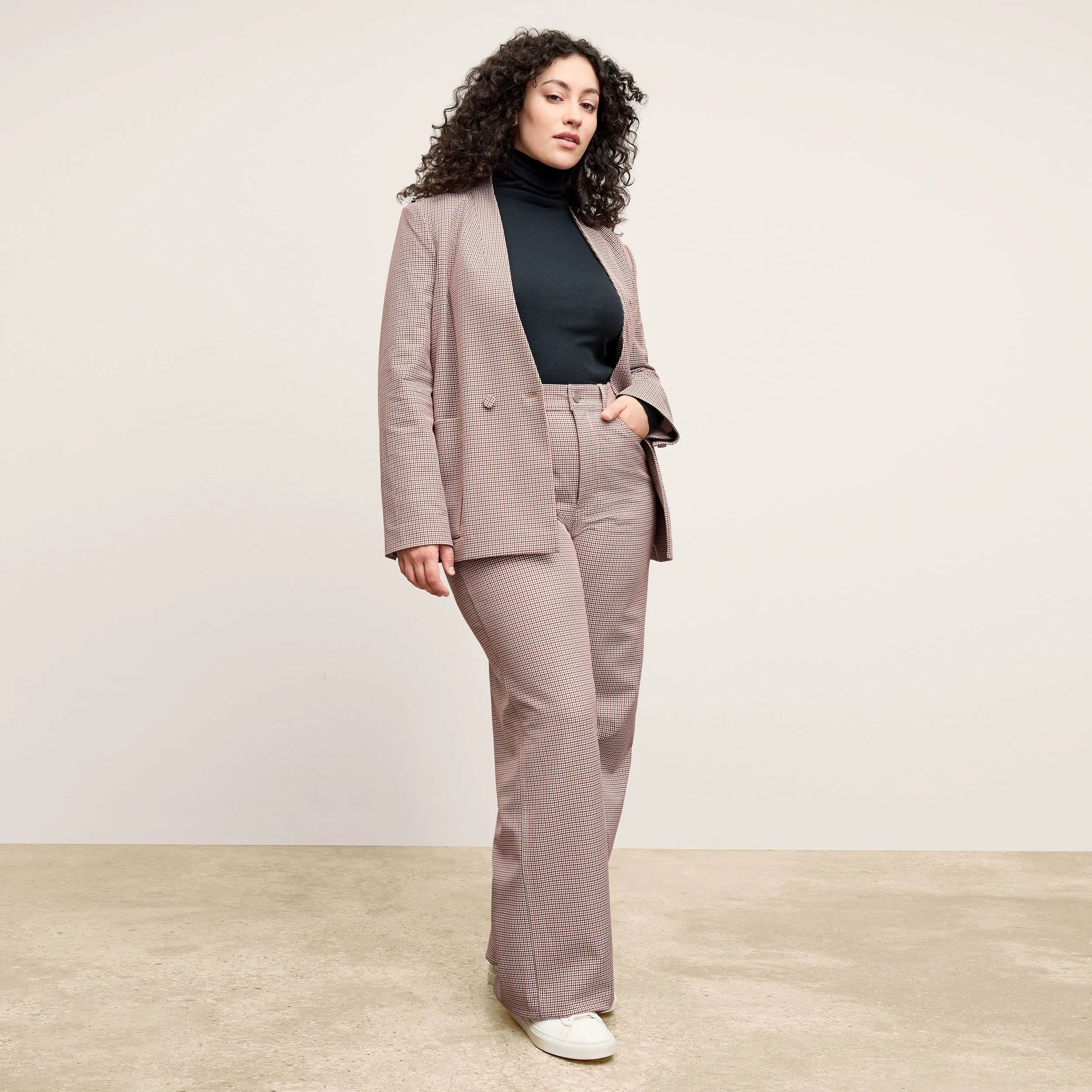 DoubleLayeredFabric Adjustable Cuff System Janette Blazer - Stretch Twill :: Mini Check FlexibleNecklineOptions