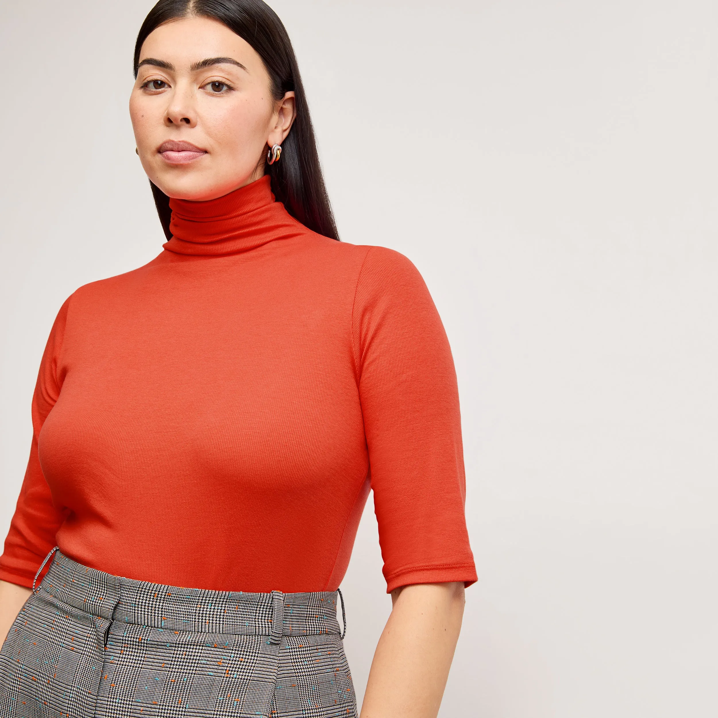 Jax Turtleneck Tee - Organic Ribbed Pima Cotton :: Marmalade ThermalRegulation Roll Up Sleeve System