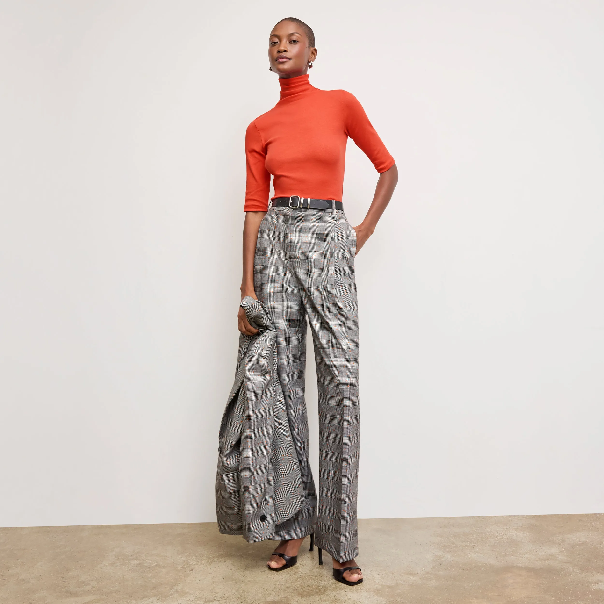 Jax Turtleneck Tee - Organic Ribbed Pima Cotton :: Marmalade Contrast Stitch Accent Adjustable Fit System