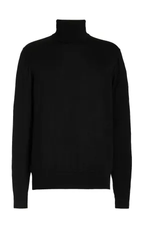 Weekend Outfit Sleek Surface Jermaine Knit Turtleneck in Black Merino Wool