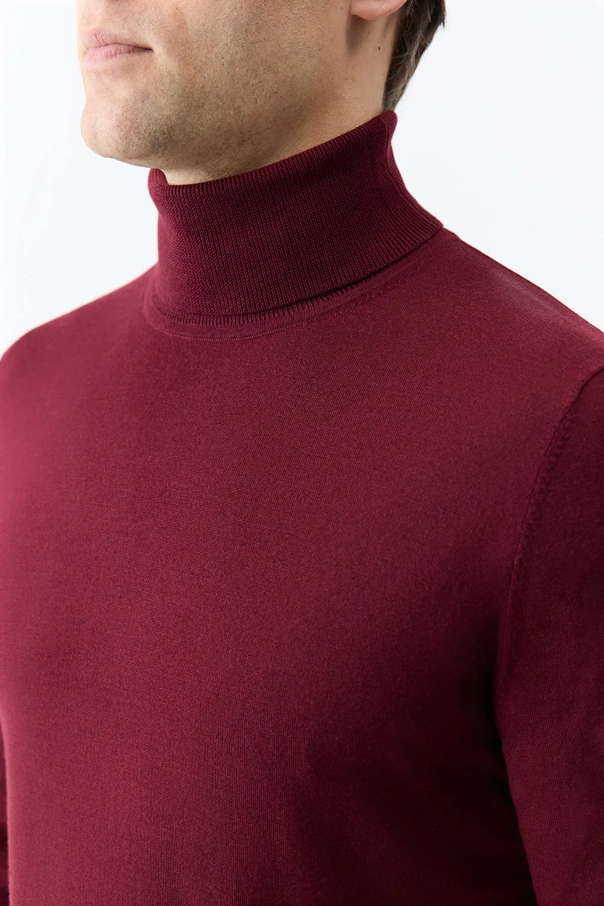 Printed top Jermaine Knit Turtleneck in Bordeaux Merino Wool