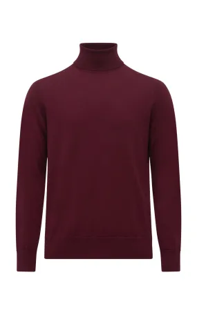 LayeredPanel DoubleStitchedHem Jermaine Knit Turtleneck in Bordeaux Merino Wool