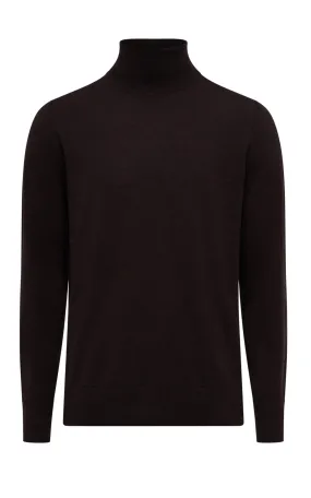 Jermaine Knit Turtleneck in Chocolate Merino Wool Quick Dry Technology