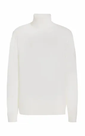 Jermaine Knit Turtleneck in Ivory Merino Wool Light Weight