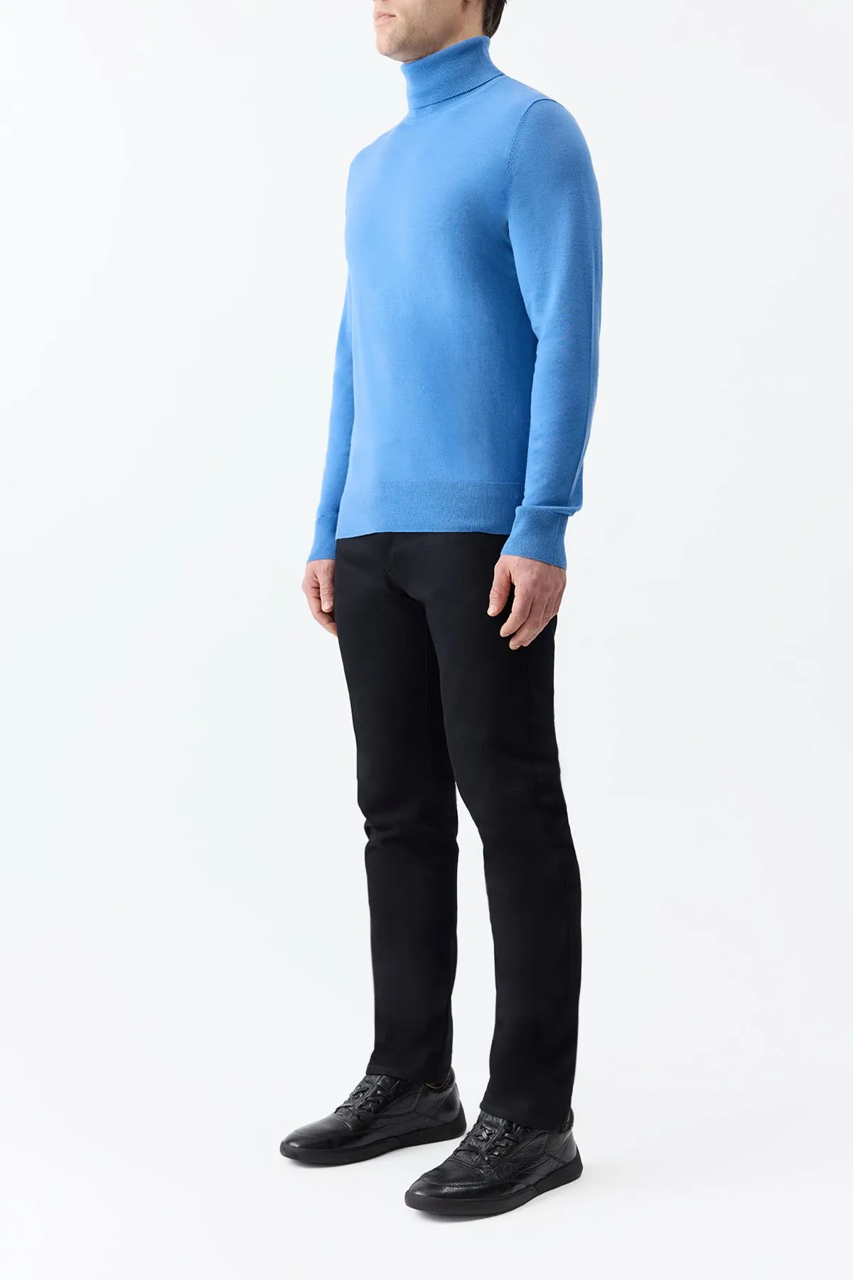 Worn In Jermaine Knit Turtleneck in Sky Merino Wool