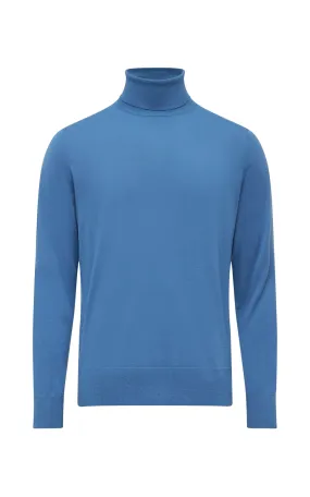 Jermaine Knit Turtleneck in Sky Merino Wool Non Closure Collar