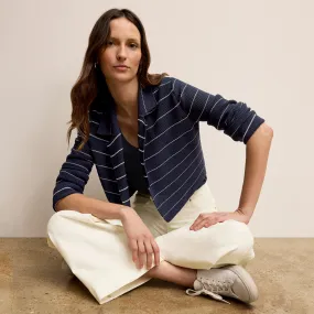 Jolie Lapel Jardigan - Dot Jardigan Knit :: Dark Navy/Ivory Compression Fit Technology