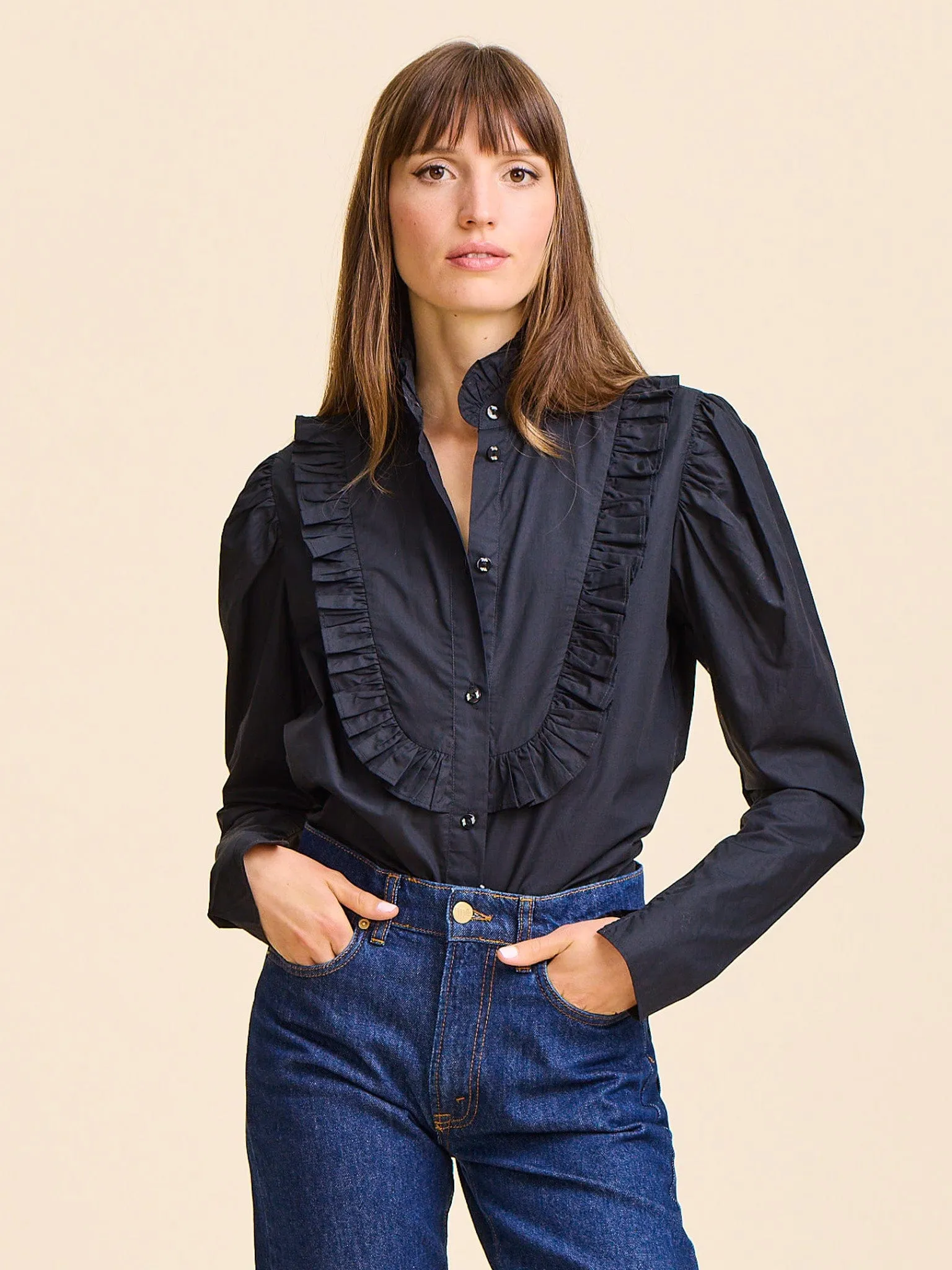 Jolie Top in Black DroppedShoulder