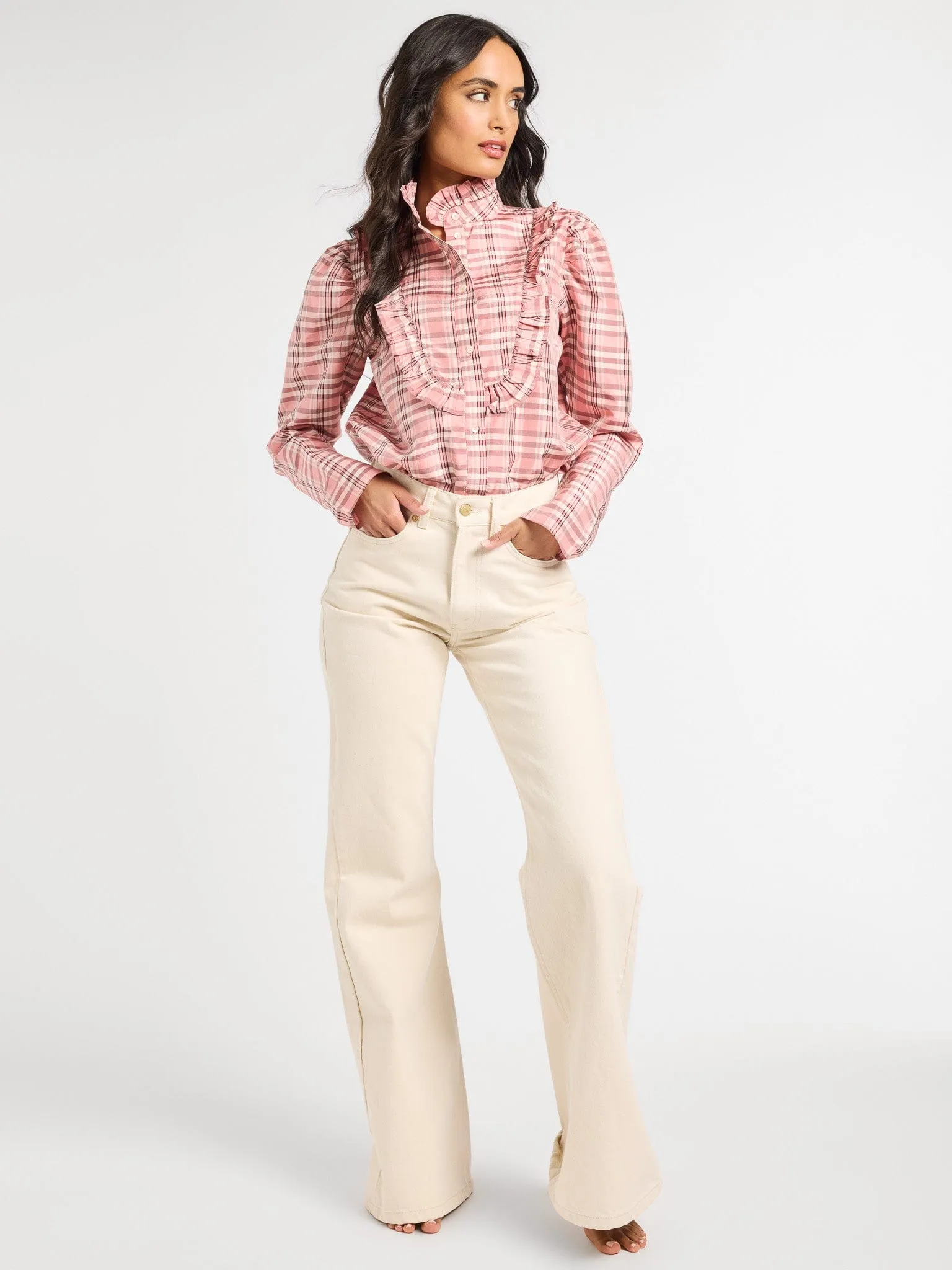 ConvertibleCollar Minimalist Aesthetic Jolie Top in Sugarplum Taffeta