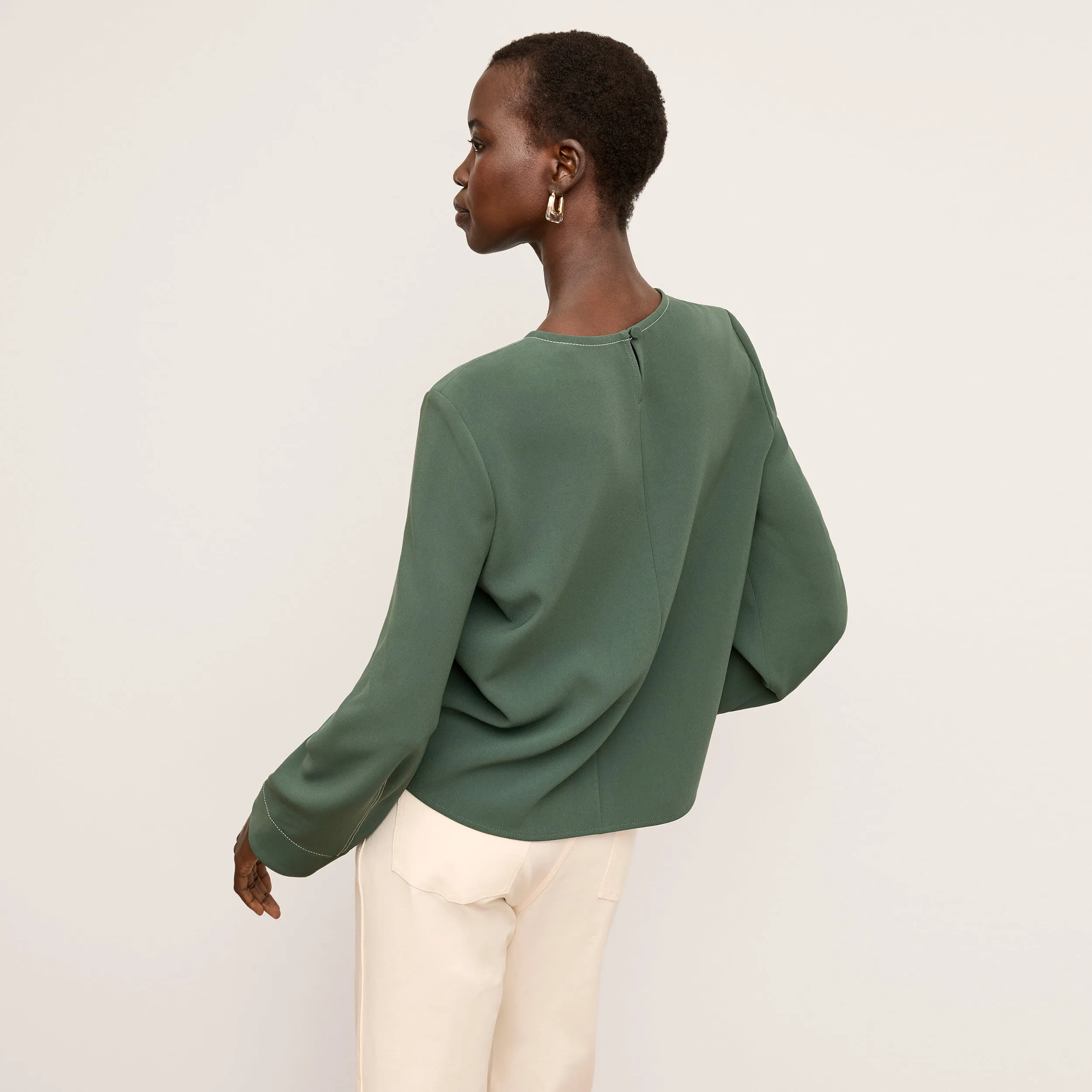 Jules Top - Everyday Crepe :: Dusty Pine Relaxed Fit Shirt EcoCertified Material