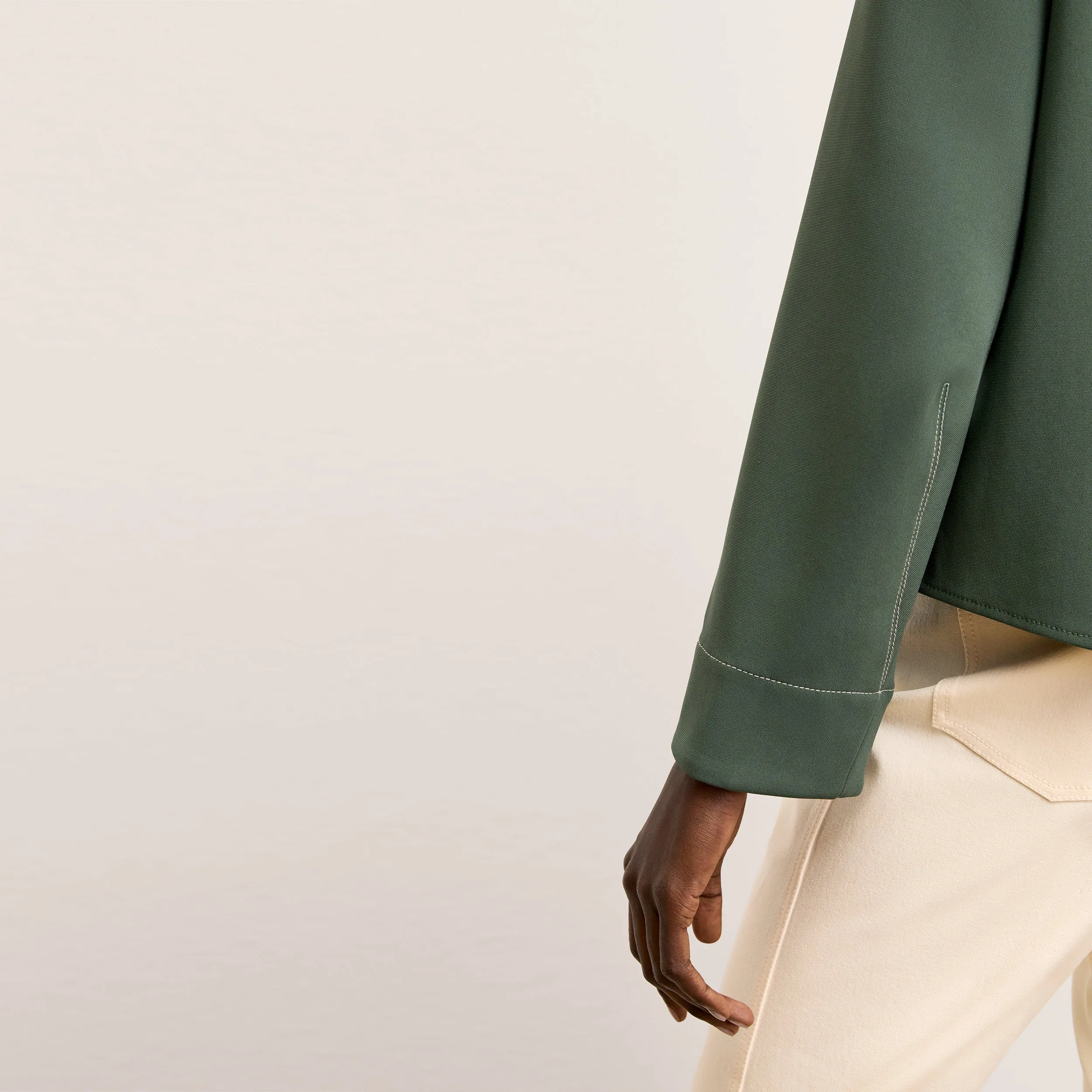 Jules Top - Everyday Crepe :: Dusty Pine Laser Cut Edges Soft Hoodie