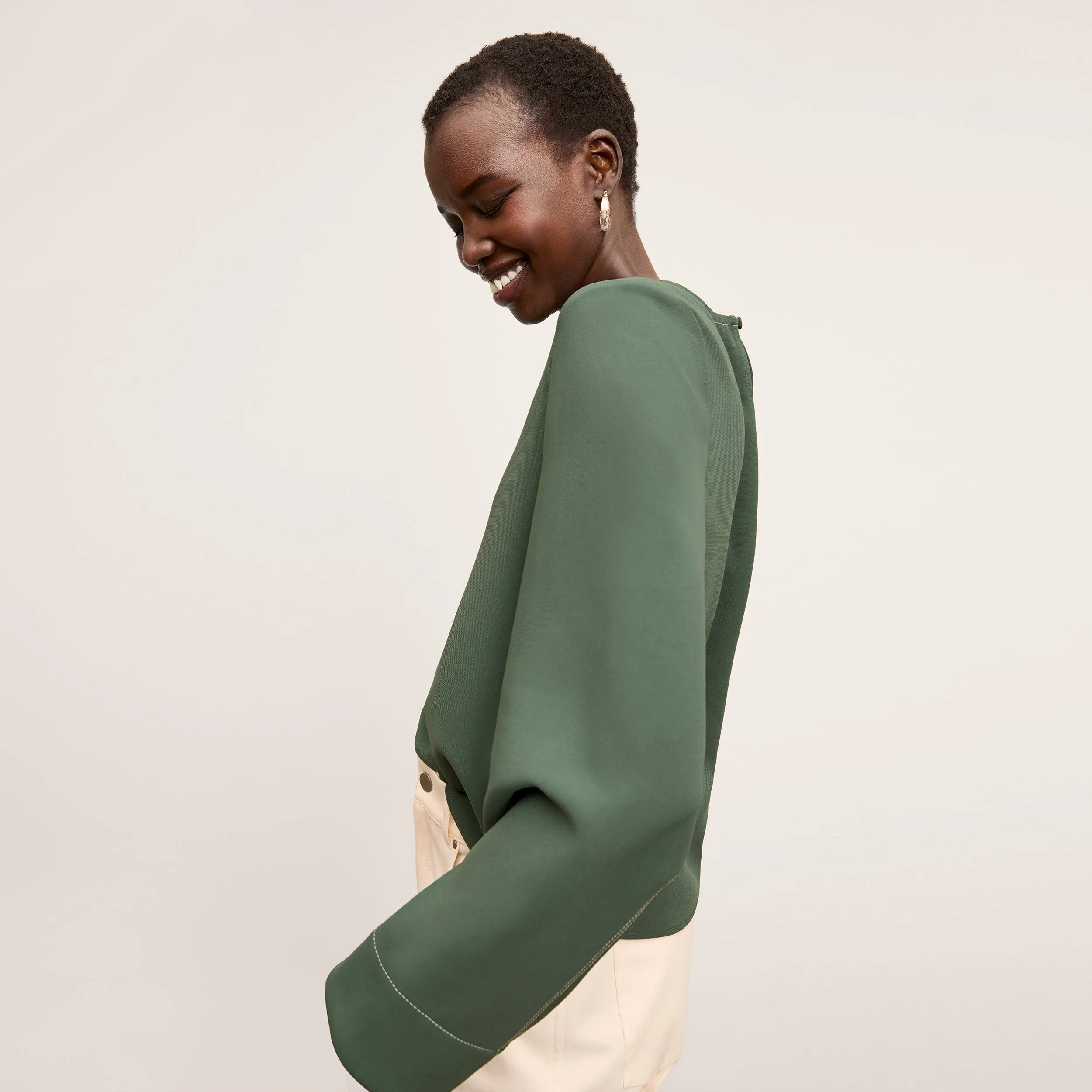 Jules Top - Everyday Crepe :: Dusty Pine Lightweight Weave Material
