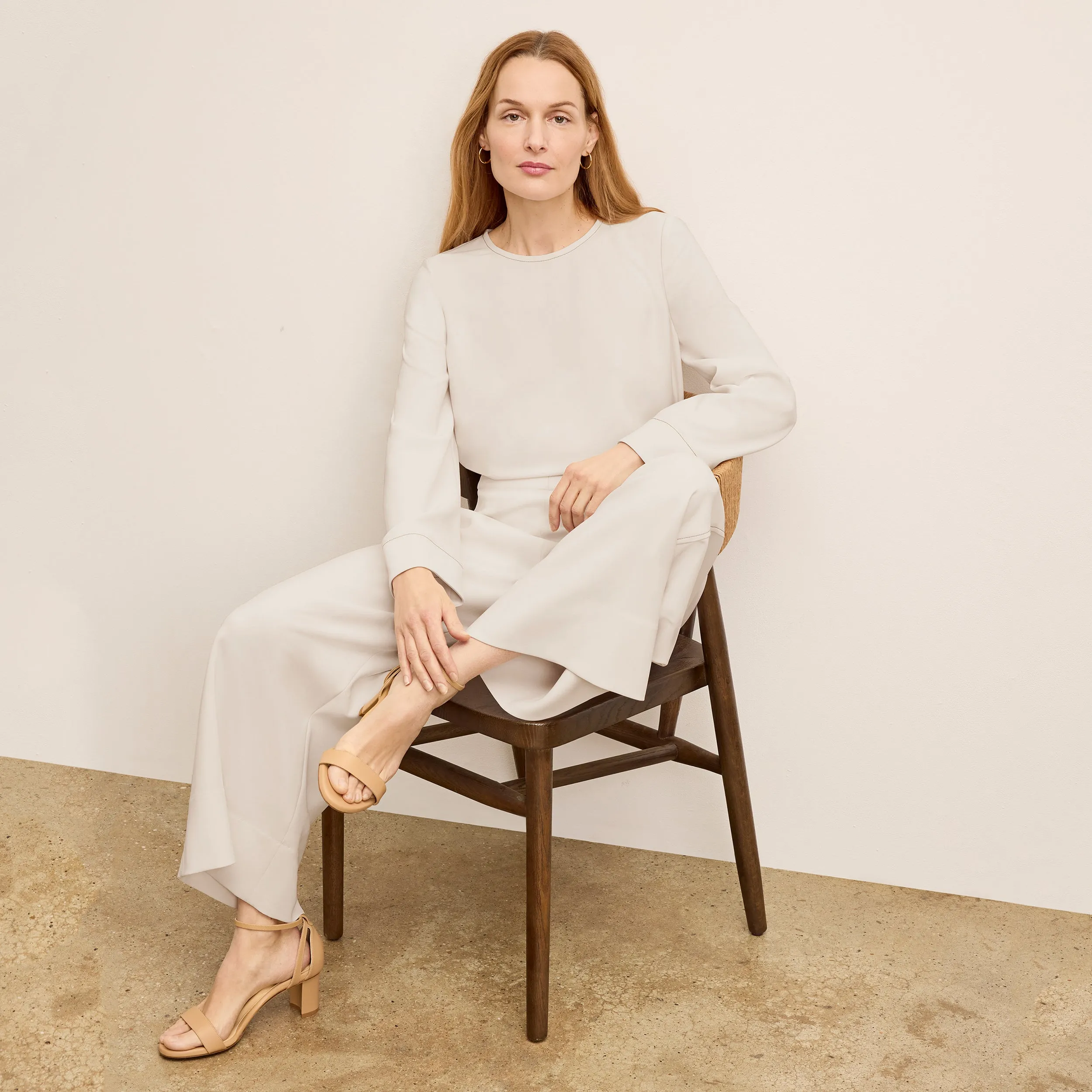 Jules Top - Everyday Crepe with Topstitch :: Eggshell OdorResistantFinish