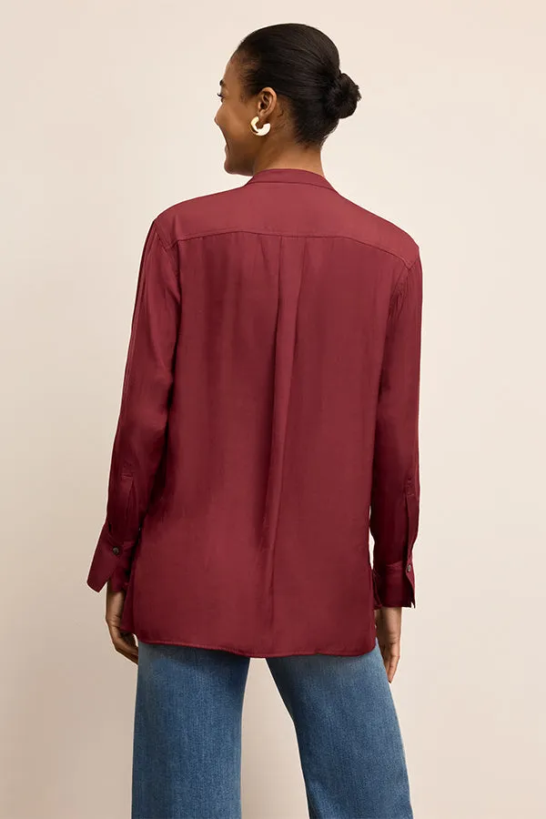Juliette V-Neck Top - Eco Drape :: Port Wine Convertible Neckline